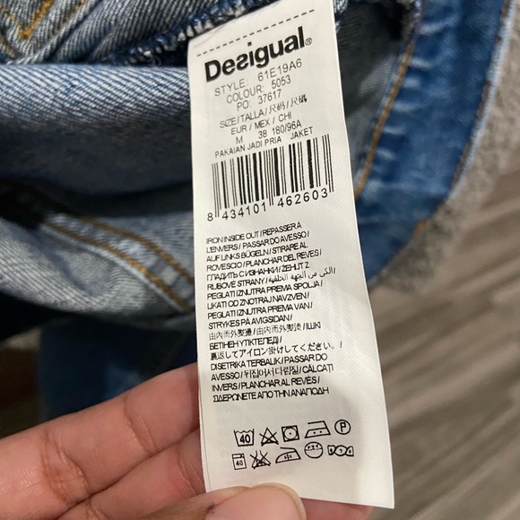 Mens Desigual Denim Jean Jacket streetwear style patchwork - Picture 14 of 14